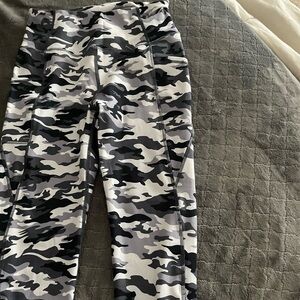 Gray camouflage workout pants
